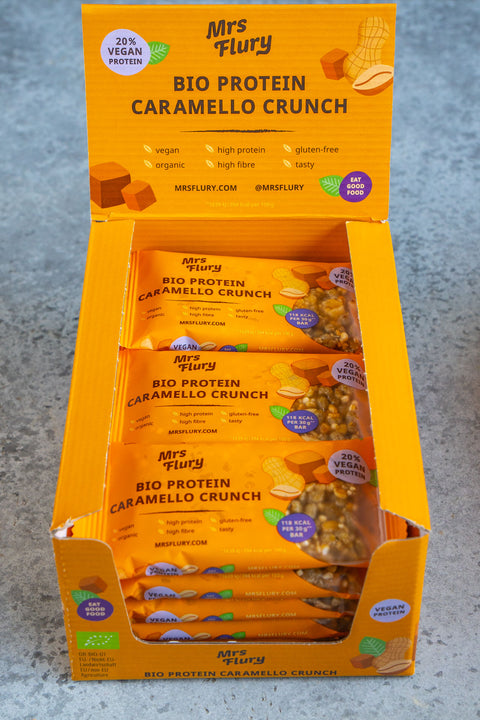 Bio Protein Caramello Crunch Riegel 30 g Box mit 15 Stück