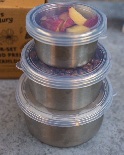 3er Set Food Prep Edelstahldosen
