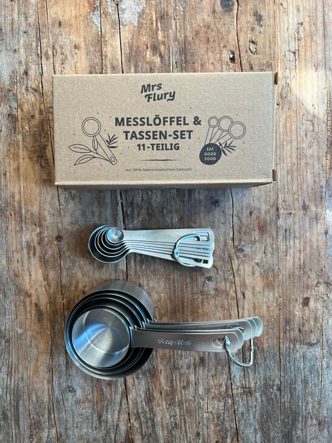 Messlöffel- Tassenset 1 Tsp. - 1/8 Tbsp. 1 cup - 1/4 cup 11-teilig