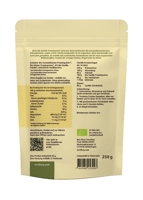 Bio Vanille Protein vegan 60% Proteingehalt 250g