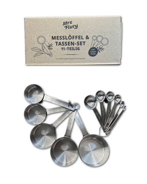 Messlöffel- Tassenset 1 Tsp. - 1/8 Tbsp. 1 cup - 1/4 cup 11-teilig