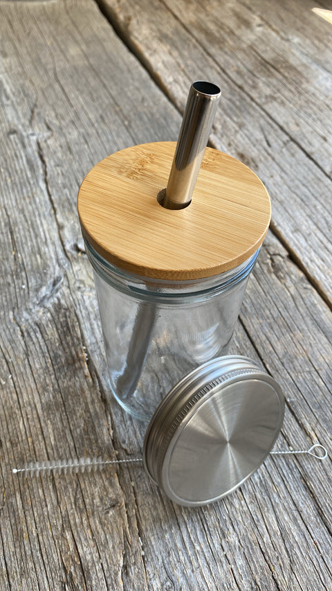 Smoothie Jar mit Strohhalm aus Edelstahl