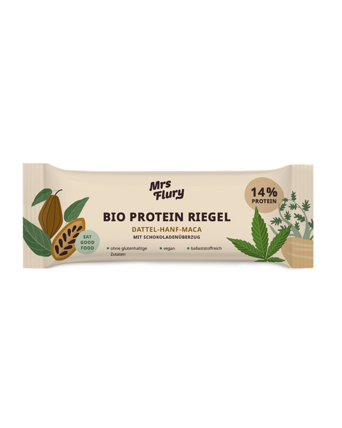 Bio Protein Riegel Hanf-Maca 14% Protein mit Schokoladenüberzug