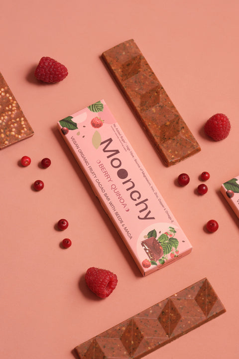 Moonchy Berry Quinoa Box (8 Bio Riegel) für 1. Zyklushälfte (Tag 1 - 14)