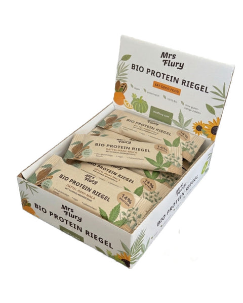 Bio Protein Riegel Hanf Maca Box mit 12 Riegel