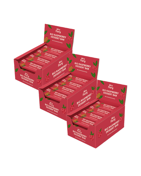 Bio Raspberry Dessert Bar 50 g  3 Boxen à je 12 Stück (Total 36 Stück) ⚠️ hitzeempfindlich