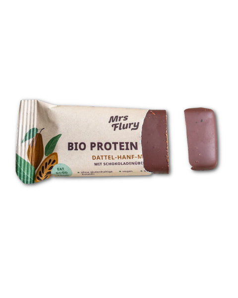 Bio Protein Riegel Hanf-Maca 14% Protein mit Schokoladenüberzug