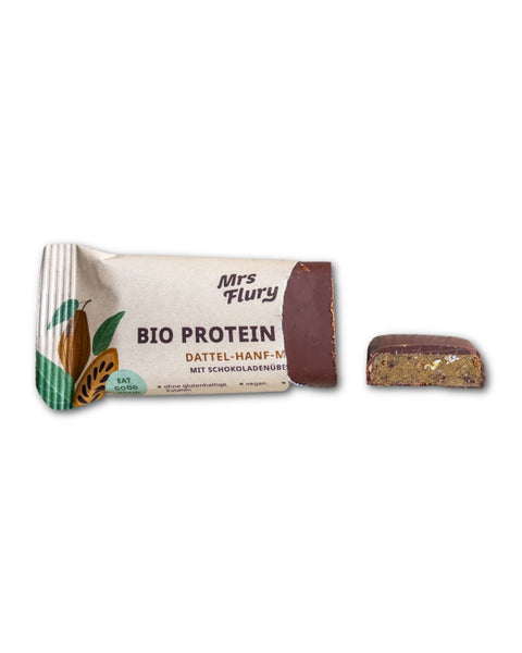 Bio Protein Riegel Hanf-Maca 14% Protein mit Schokoladenüberzug