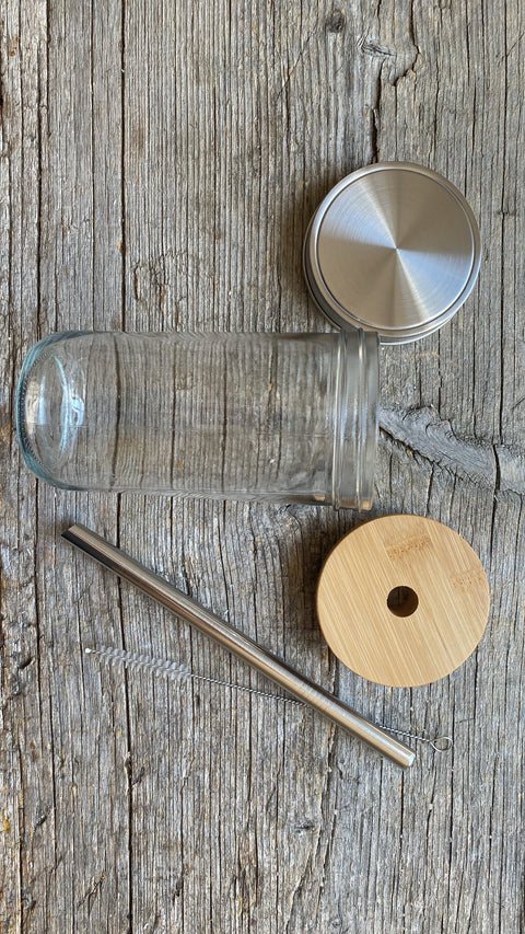 Smoothie Jar mit Strohhalm aus Edelstahl